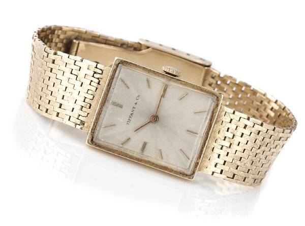 Appraisal: A karat gold bracelet wristwatch retailed by Tiffany amp Co