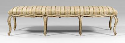 Appraisal: Louis XV paint-decorated bench carved gessoed painted and parcel gilt