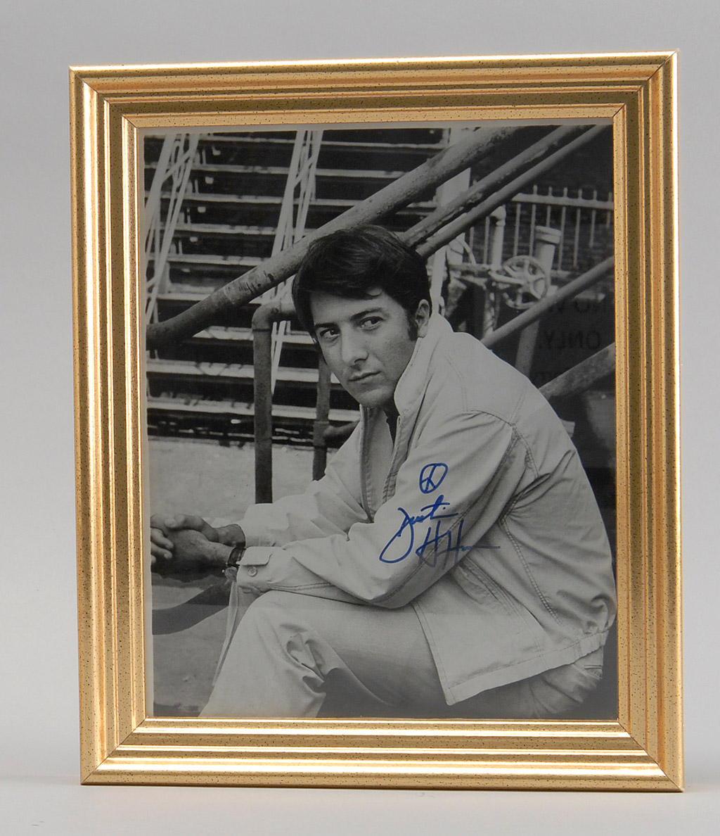 Appraisal: YOUNG DUSTIN HOFFMAN AUTOGRAPHED BLACK AND WHITE GLOSSY PHOTOGRAPH Signed