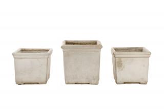 Appraisal: Set of Squared Cast Stone Garden Planters American late th