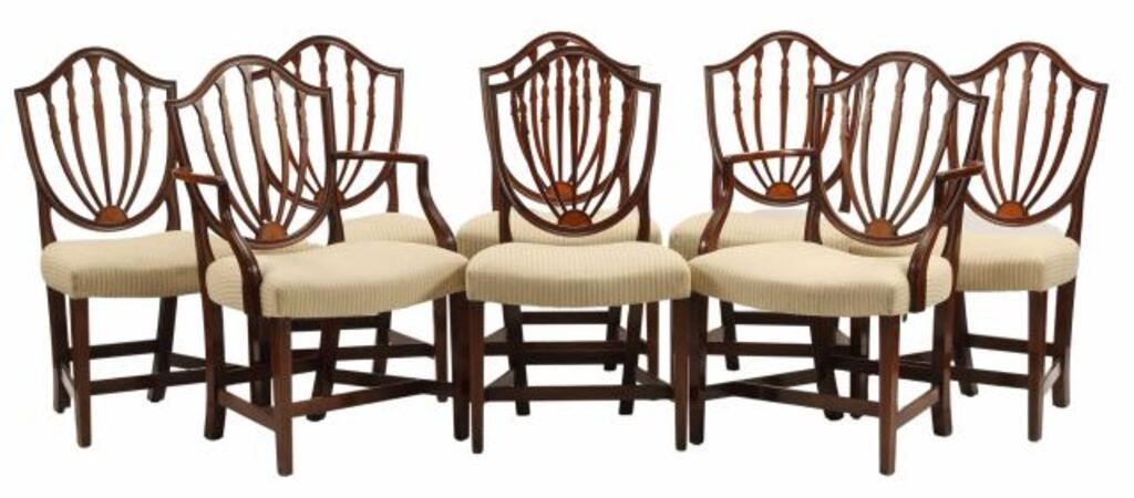 Appraisal: lot of Hepplewhite style dining chairs including armchairs approx h