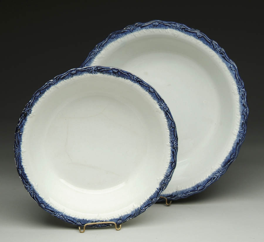 Appraisal: TWO LEEDS BLUE FEATHER EDGED BOWLS Impressed mark on bottom