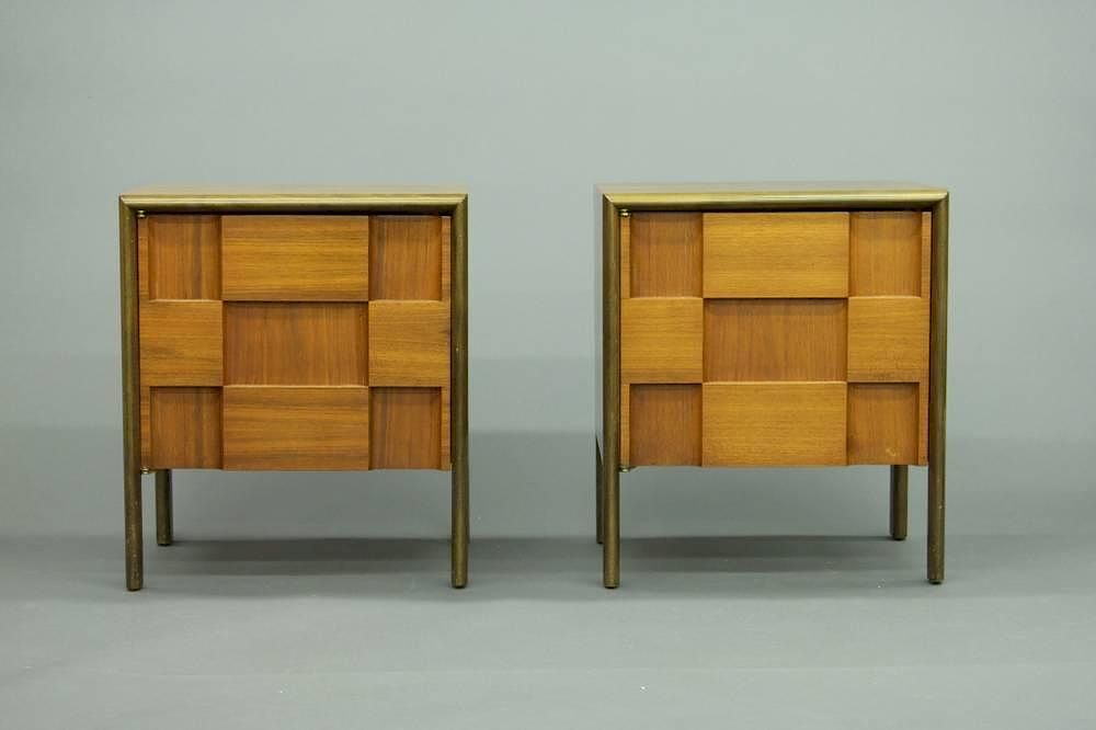 Appraisal: Edmund J Spence walnut sculpted front nightstands A pair of