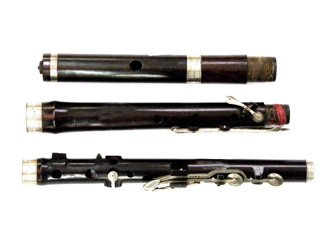 Appraisal: English rosewood flute by Monzani circa stamped Monzani Co Regent