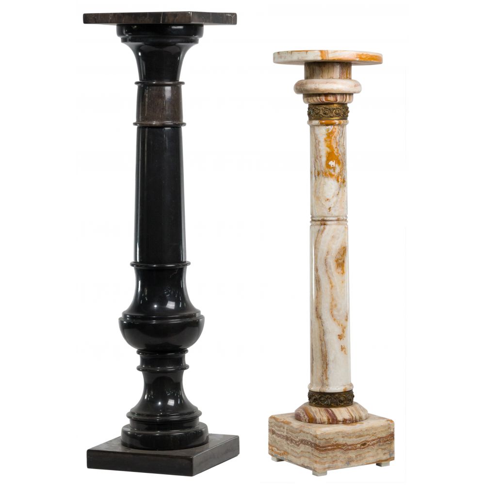 Appraisal: MARBLE PEDESTAL STANDS items including a square removable top and