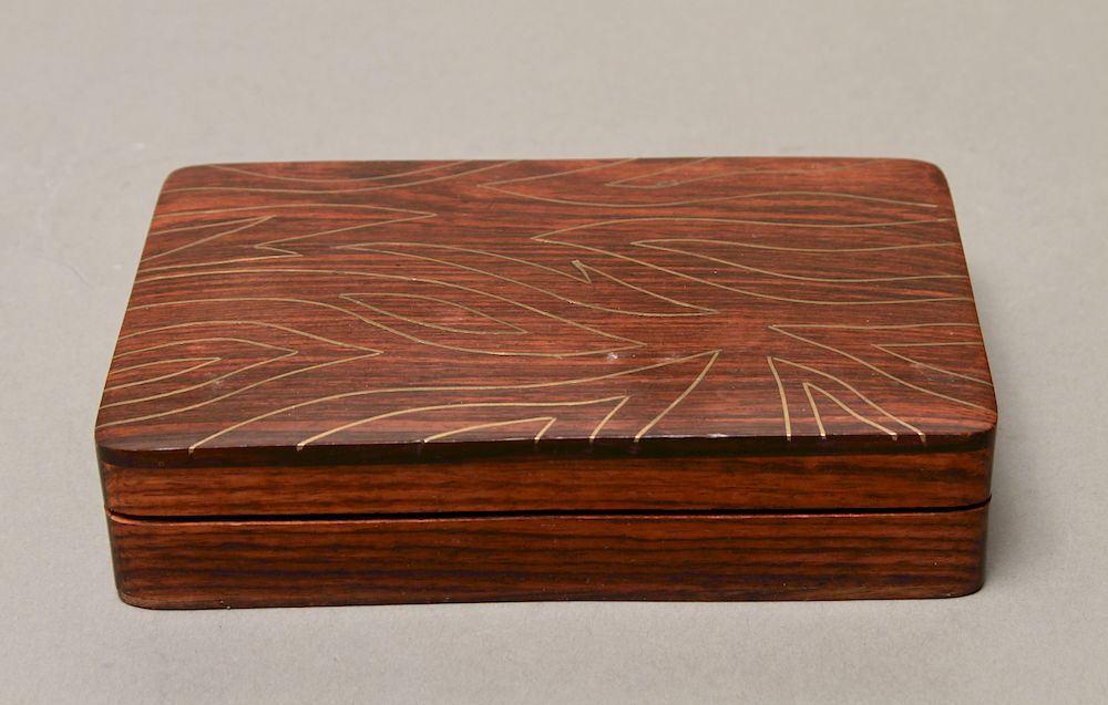 Appraisal: Exotic Wood Mid-Century Modern Trinket Box Exotic wood mid-century modern