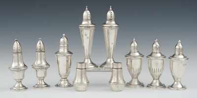 Appraisal: A Group of Ten Sterling Silver Salt and Pepper Shakers