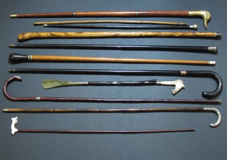 Appraisal: A group of walking sticks of various shapes and sizes