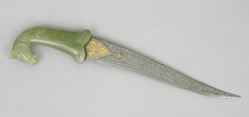 Appraisal: A Persian Knife with a Carved Jade Handle A Persian