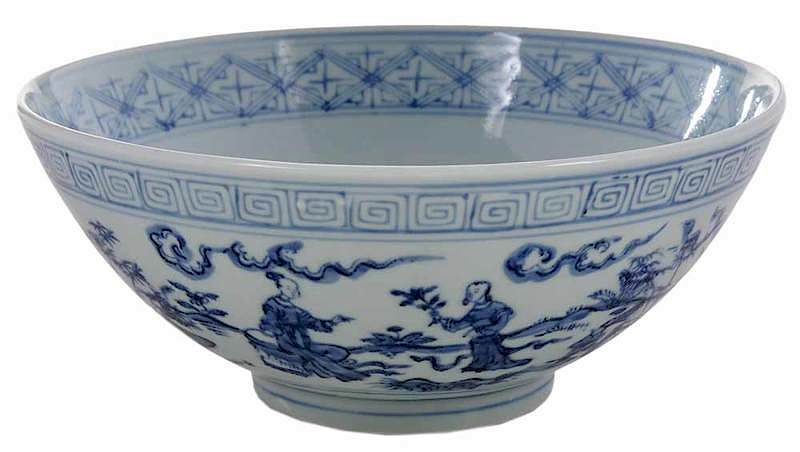 Appraisal: Ming Style Blue and White Large Bowl Chinese probably modern