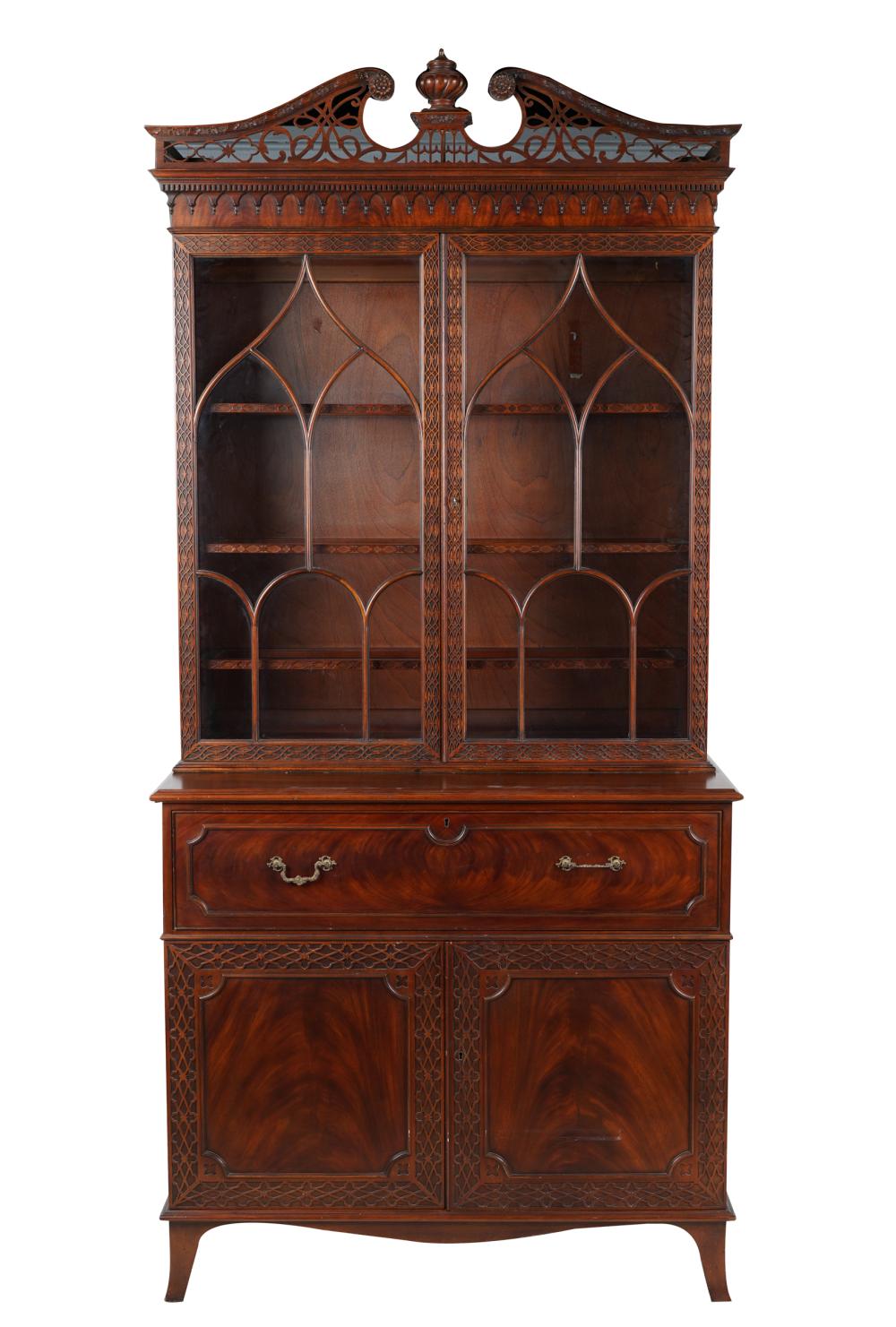 Appraisal: CHIPPENDALE STYLE SECRETAIRE BOOKCASEJohn Widdicomb with John Widdicomb certificate and