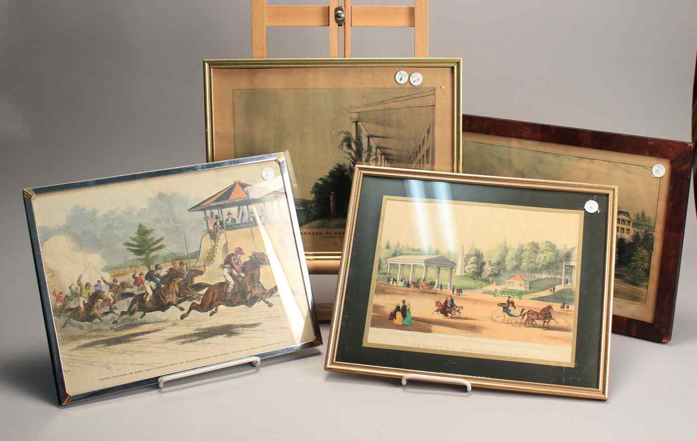 Appraisal: FOUR FRAMED COLORED LITHOGRAPHS Colonnade Of Congress Hall Saratoga Springs