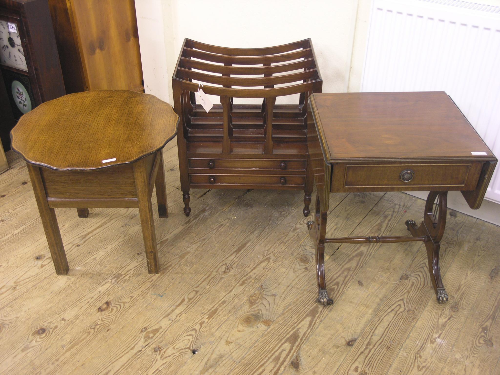 Appraisal: A mahogany Canterbury with two drawers together with a miniature