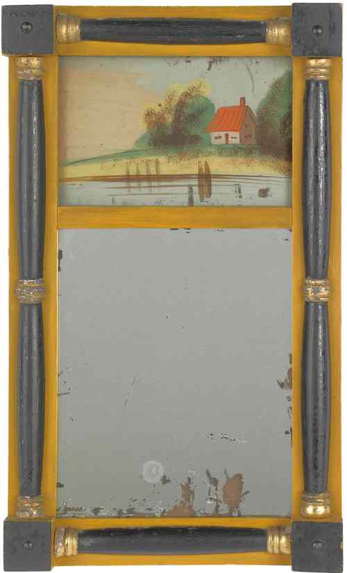 Appraisal: Painted Sheraton mirror early th c with eglomise panel of