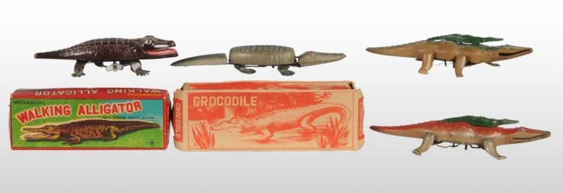 Appraisal: Lot of Tin Alligator Crocodile Wind-Up Toys Description Japanese Working