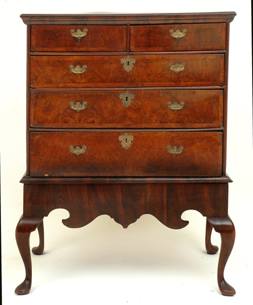 Appraisal: AN EARLY TH CENTURY BURR WALNUT CHEST ON STAND With