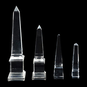 Appraisal: A Group of Four Glass Obelisks Baccarat and Others th