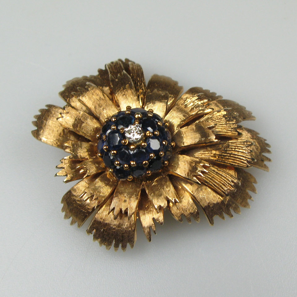 Appraisal: k Rose Gold Floral Brooch set with full cut sapphires