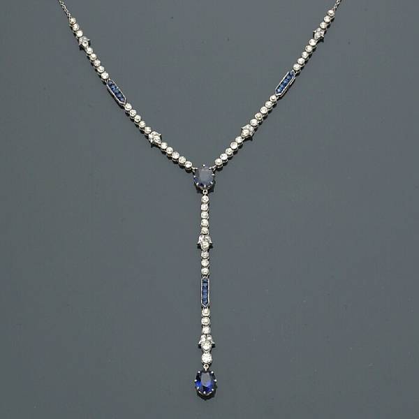 Appraisal: A diamond and sapphire necklace estimated total sapphire weight carats