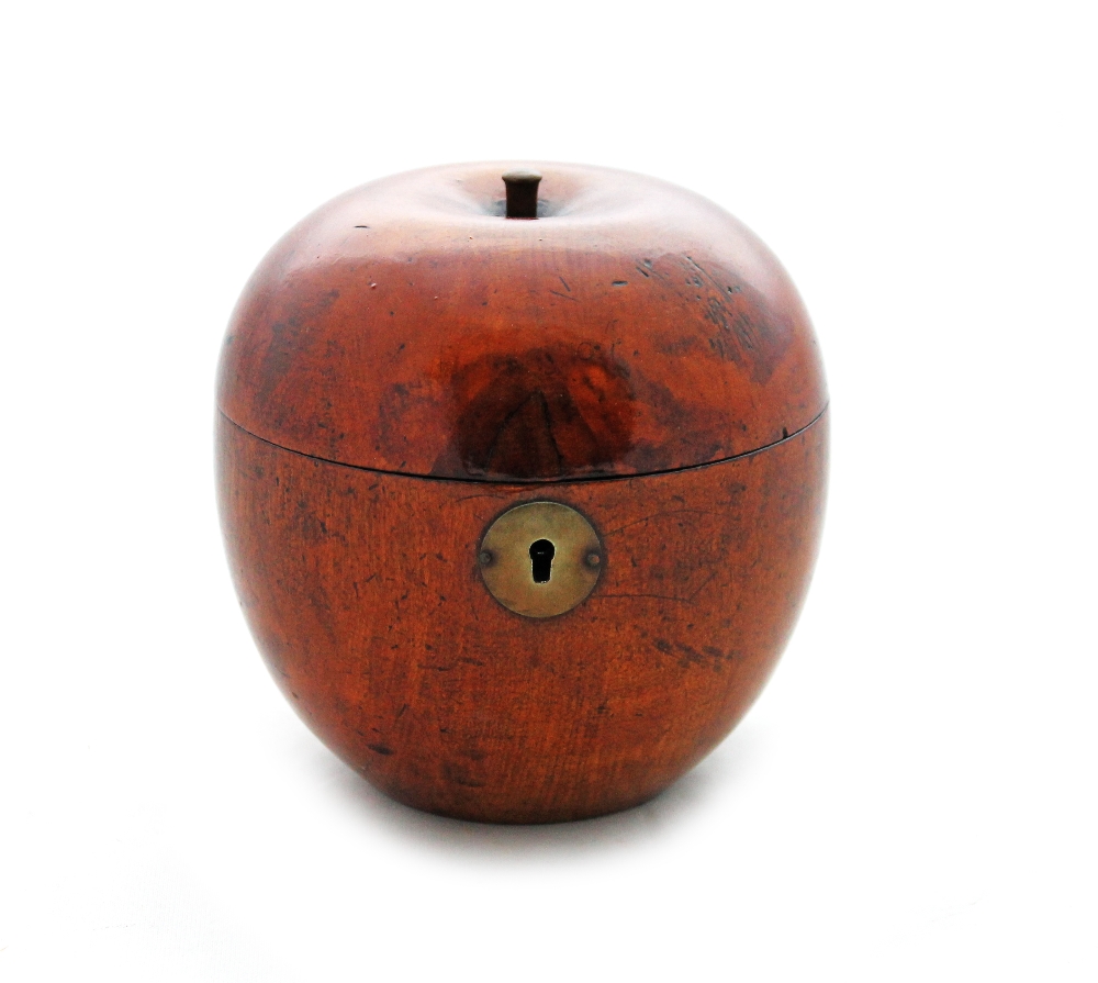 Appraisal: A George III apple shaped fruit wood tea caddy cm