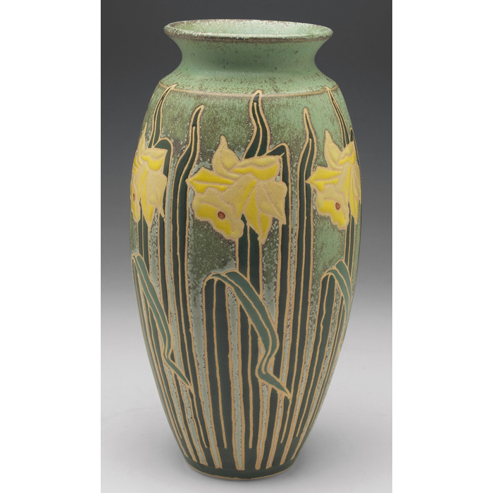 Appraisal: Common Ground Pottery vase contemporary expertly incised and brightly colored