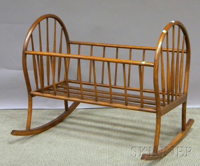 Appraisal: Bentwood Spindle-sided Rocking Cradle ht lg wd in