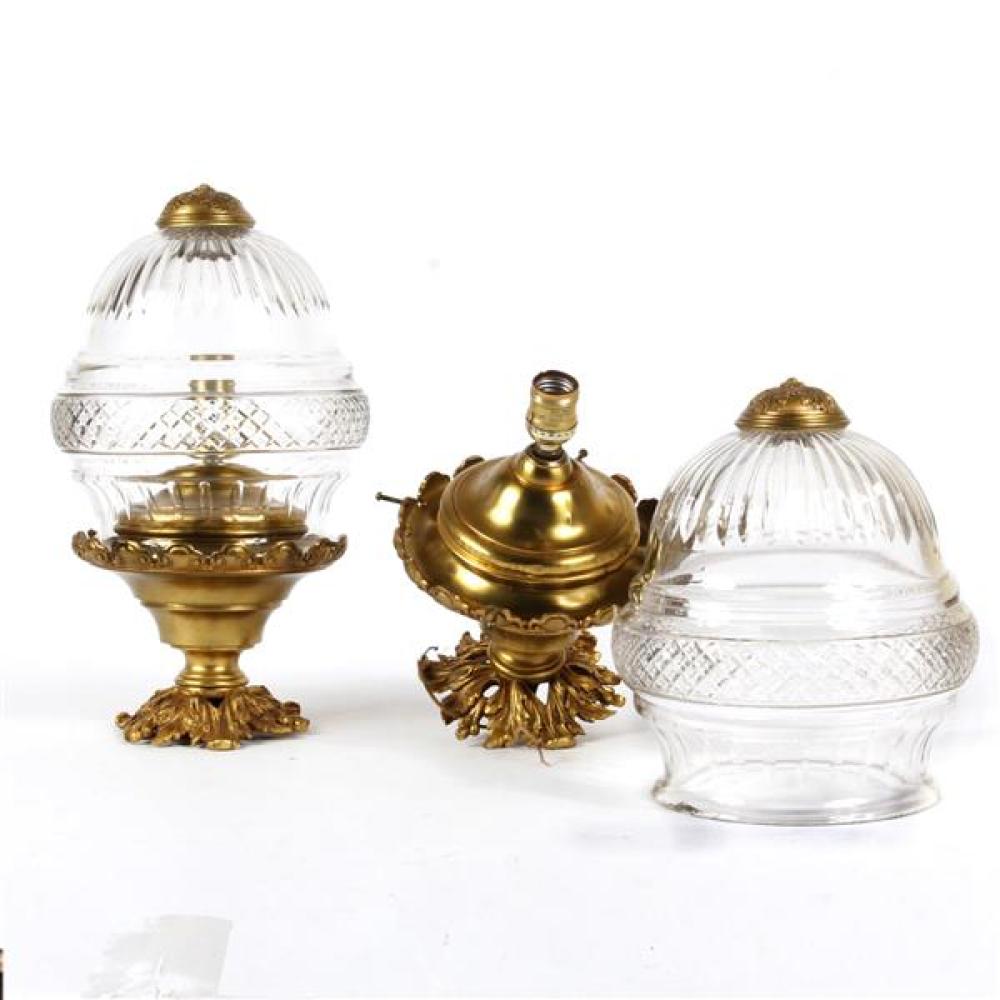 Appraisal: PAIR BACCARAT STYLE FINE FRENCH CUT CRYSTAL LANTERN GLOBES WITH