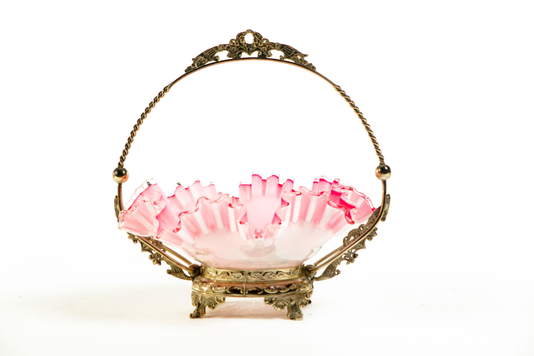 Appraisal: ART GLASS BOWL AND BASE American early th century Pink