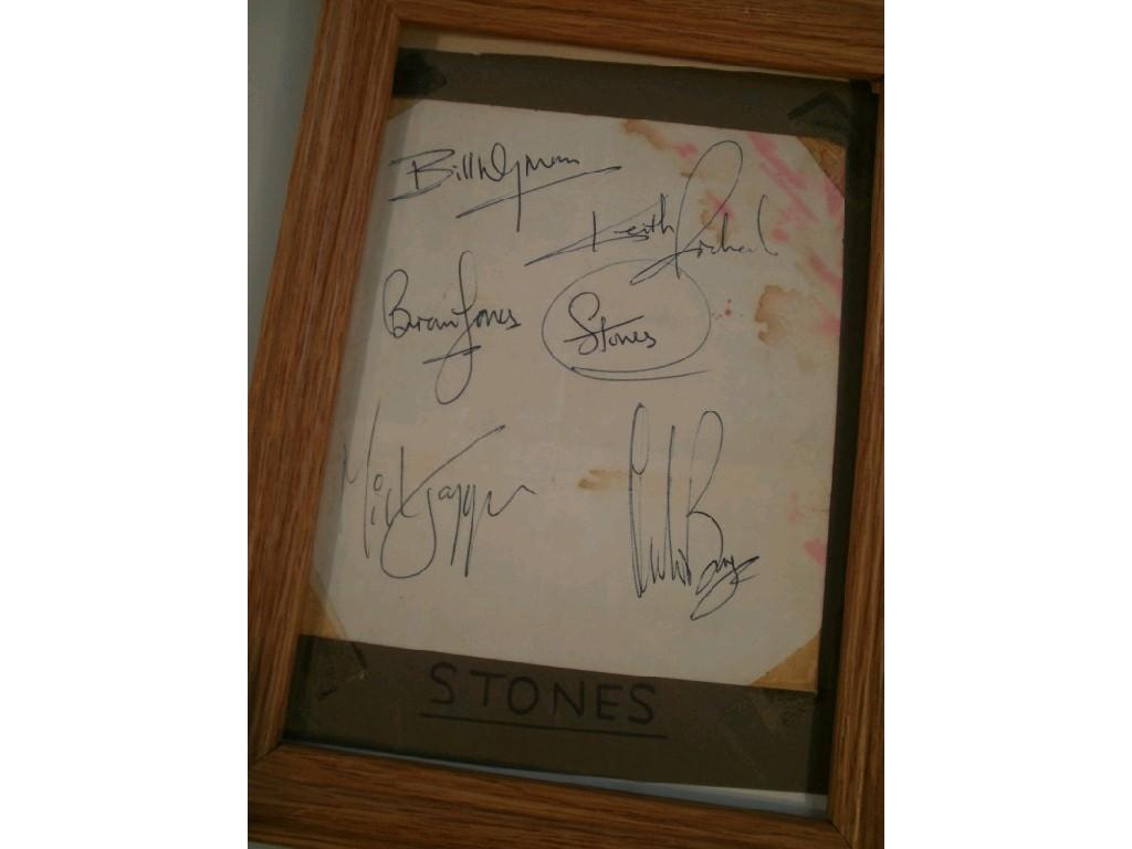 Appraisal: Autographs-The Rolling Stones including Mick Jagger Bill Wyman Keith Richards