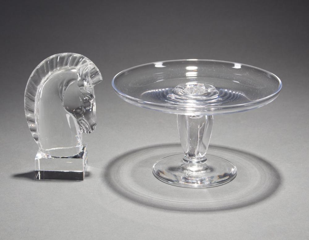 Appraisal: Steuben Glass Horse Head and a Compote taller h in