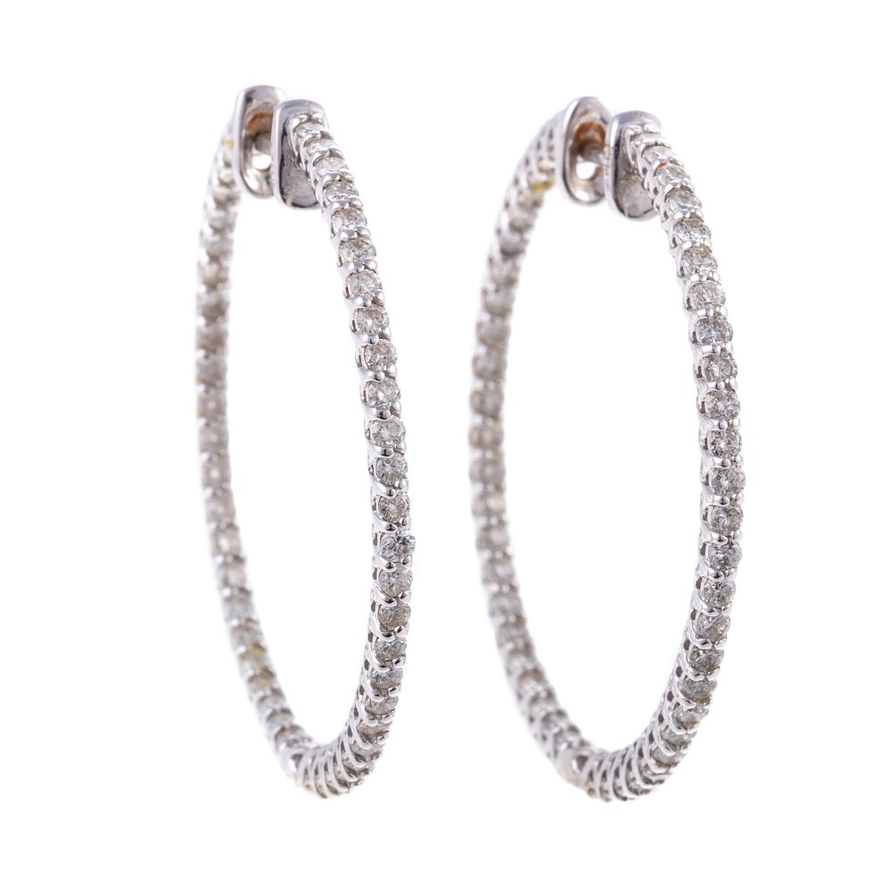 Appraisal: A Pair of Inside Outside Diamond Hoops in K K