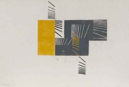 Appraisal: Kenneth Martin - Abstract linocut printed in colours signed in