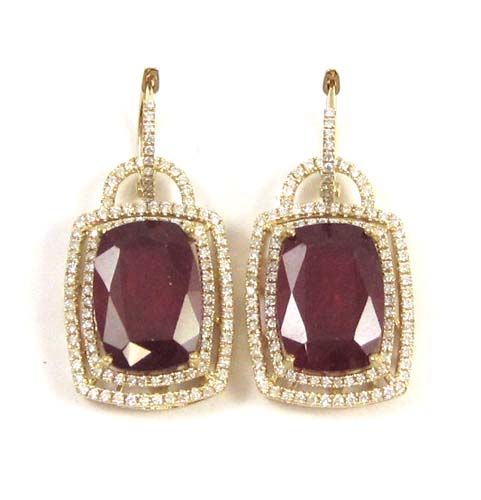 Appraisal: PAIR OF RUBY AND DIAMOND EARRINGS each k yellow gold