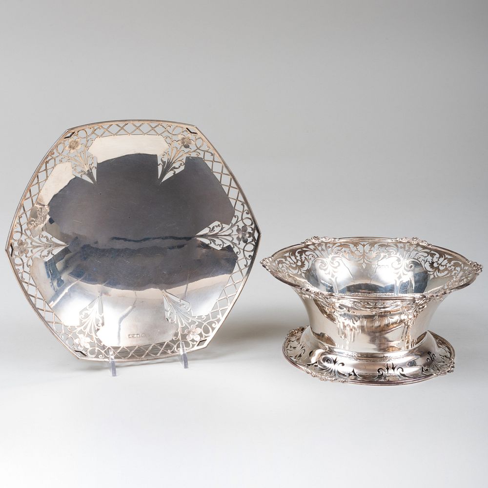 Appraisal: George V and George VI Pierced Silver Dishes The first