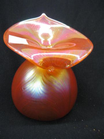 Appraisal: Muller Studio Art Glass Vase Jack-in-the-pulpit style pulled feather on