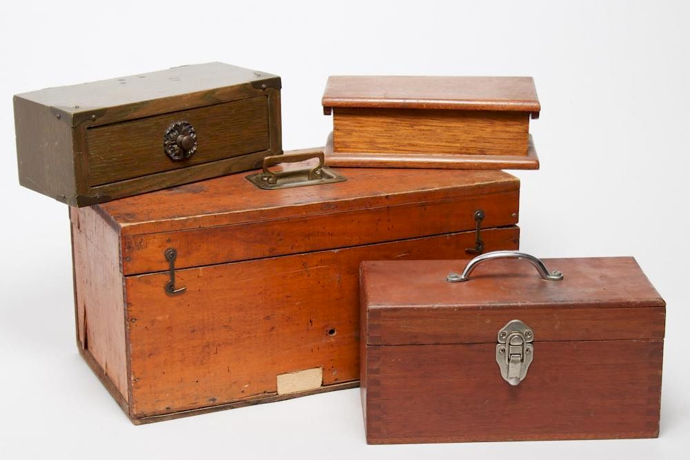 Appraisal: Wood Storage Cases Group of Antique Vintage Wood vintage boxes