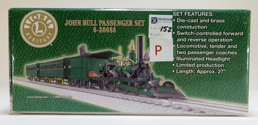 Appraisal: LIONEL JOHN BULL PASSENGER O GAUGE TRAIN SET Item no