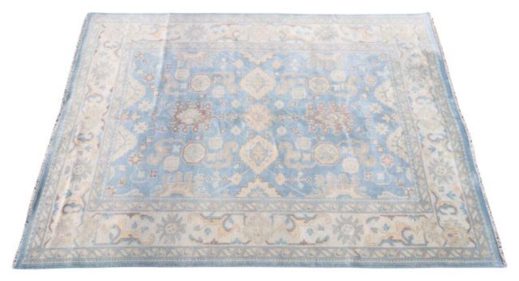 Appraisal: Hand-tied Indo-Oushak rug approx ' l ' w Please Note