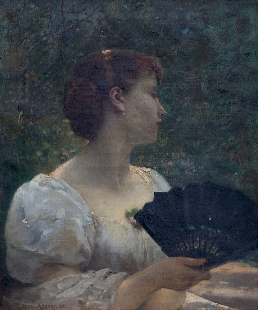 Appraisal: Jean Aubert French - Untitled Girl with Fan Jean Aubert