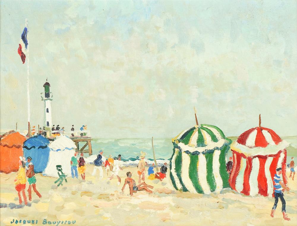 Appraisal: JACQUES BOUYSSOU - TROUVILLE oil on canvas matted and framed