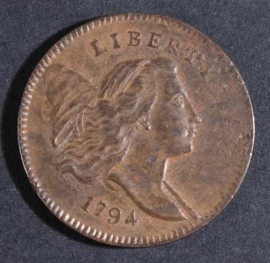 Appraisal: United States Liberty cap type copper half cent AU- slight