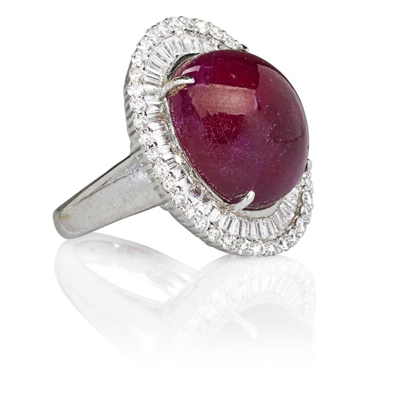 Appraisal: GLASS INFUSED RUBY AND DIAMOND K WHITE GOLD RING Condition