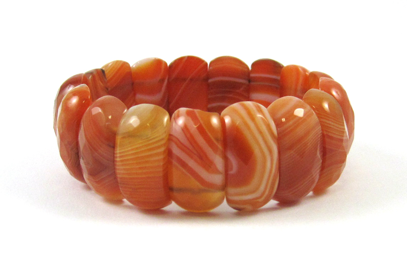 Appraisal: CARNELIAN AGATE STRETCH BRACELET with large carnelian beads each measuring