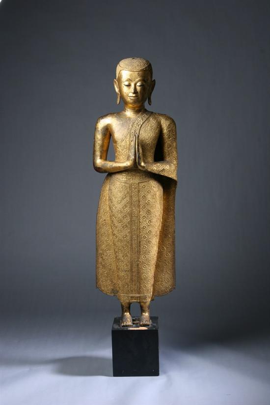 Appraisal: BURMESE GILT BRONZE FIGURE OF BUDDHA Early th century -