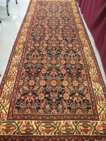 Appraisal: Hamadan Persian Handmade Runner fancy overall stylized florals on indigio