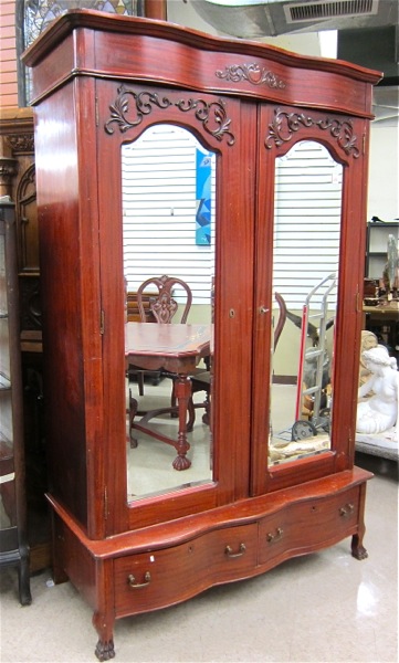 Appraisal: LATE VICTORIAN MAHOGANY TWO-DOOR WARDROBE American c having a pair