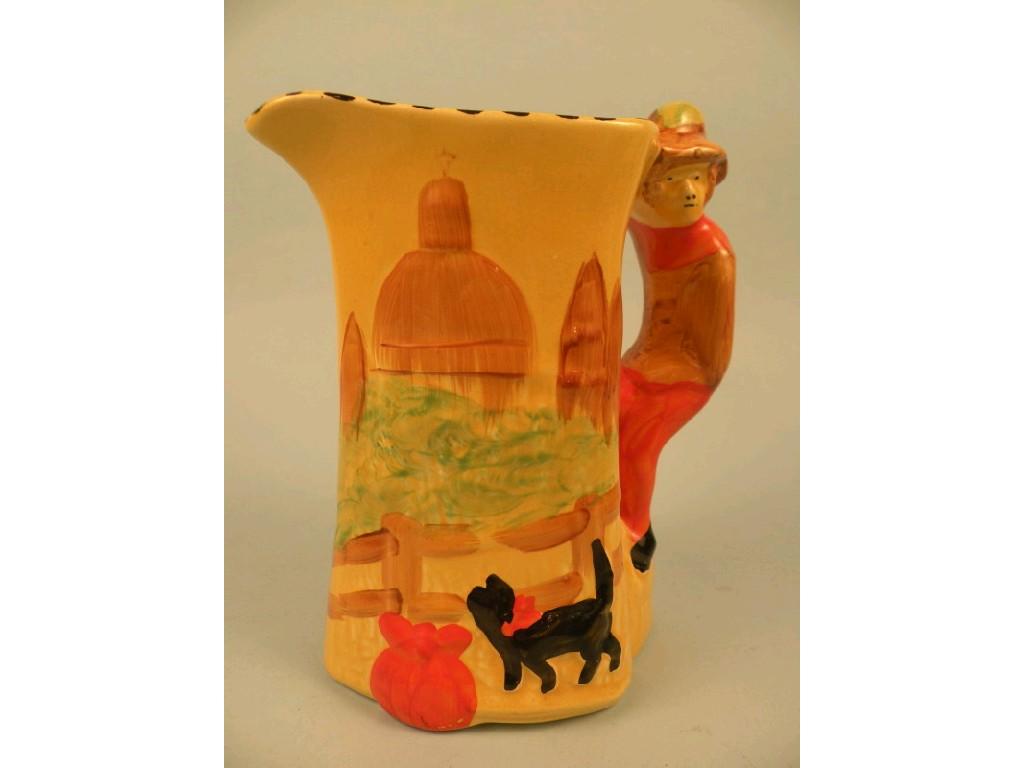 Appraisal: A 's- 's relief moulded jug decorated with Dick Whittington