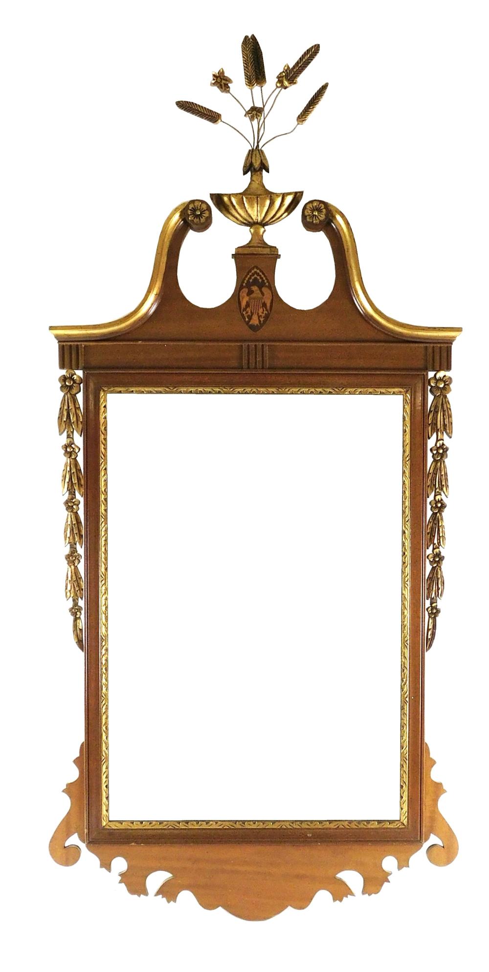 Appraisal: Chippendale-style wall mirror with mahogany frame gilt accents throughout including