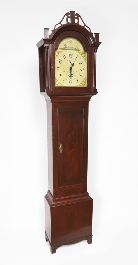 Appraisal: SILAS HOADLEY MASONIC TALL CASE CLOCK Early th century fret