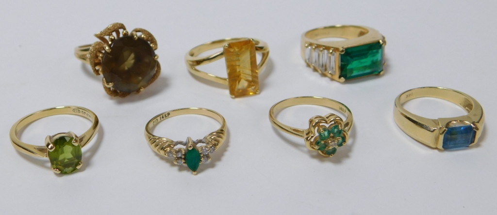 Appraisal: PC LADY'S ESTATE K GOLD RING GROUP United States Canada